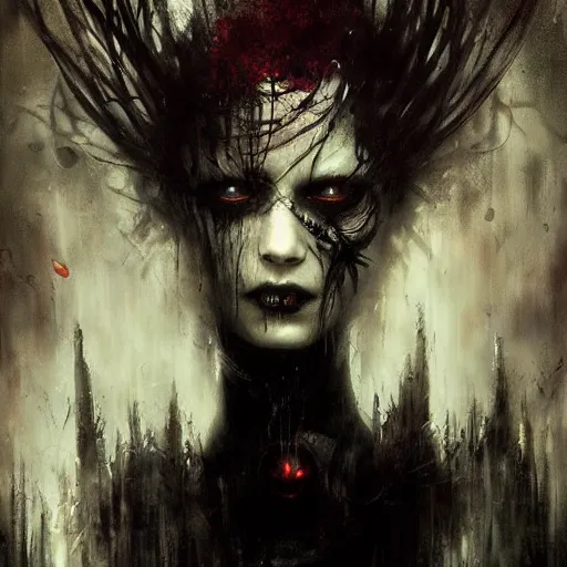 Image similar to gothic horror by raymond swanland, highly detailed, abstract, dark tones