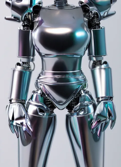 Prompt: airbrush svelte chrome robot being kawaii in the style of sorayama