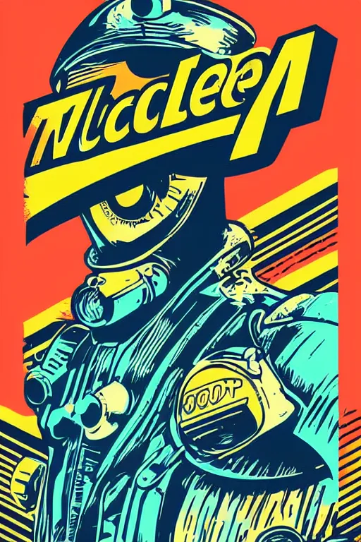 Image similar to fallout 7 6 retro futurist illustration art by butcher billy, sticker, colorful, illustration, highly detailed, simple, smooth and clean vector curves, no jagged lines, vector art, smooth andy warhol style