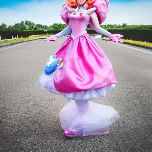 Prompt: princess peach as runway model, 8k photography