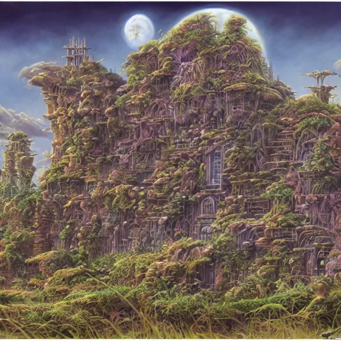 Prompt: a building in a landscape, by rodney matthews