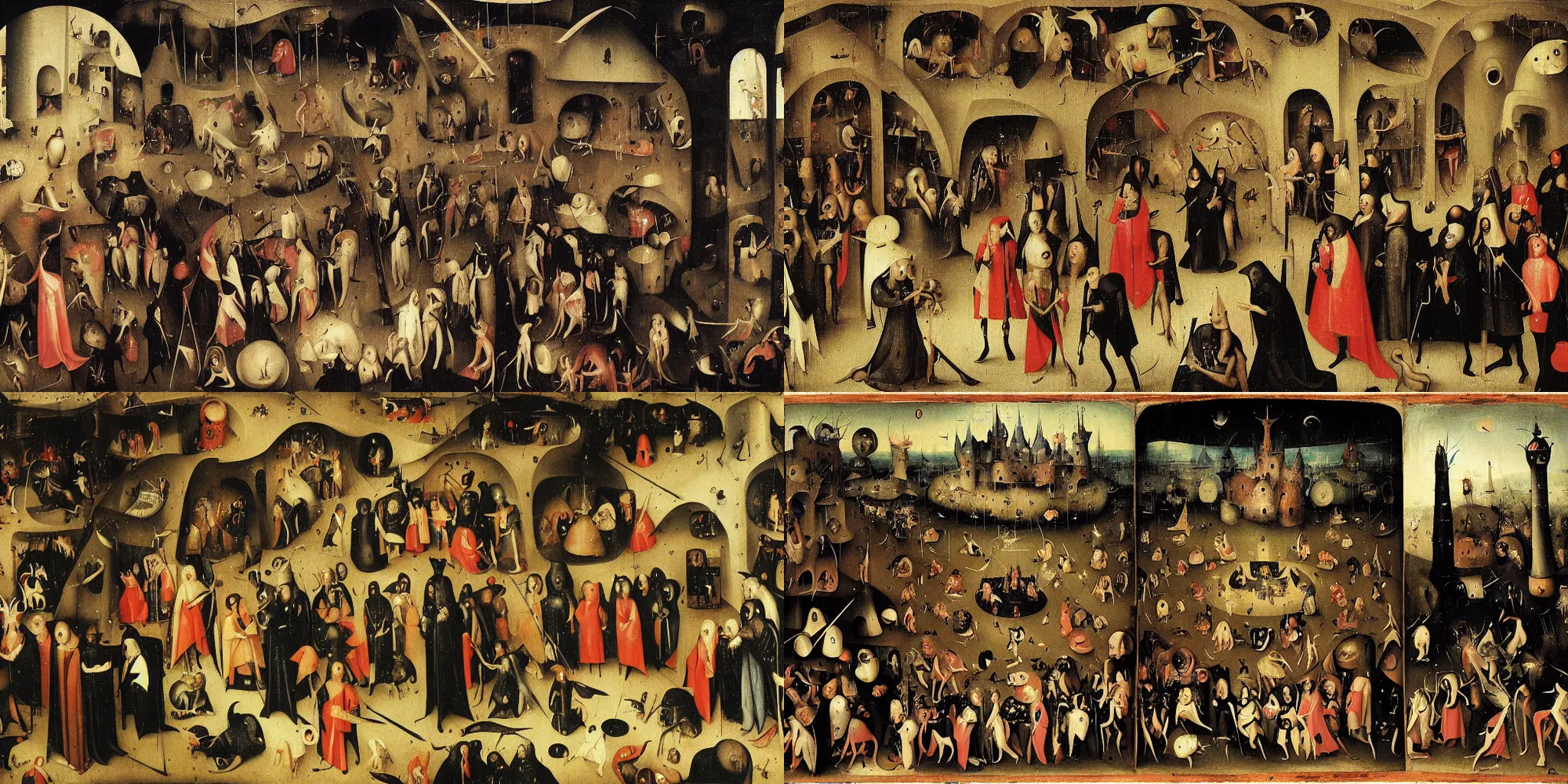 Prompt: A goth nightclub painted by Hieronymus Bosch