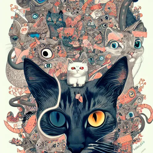 Image similar to crazy cat lady, extremely detailed, sharp focus, wide view, full body shot, smooth, digital illustration, by james jean, by rossdraws, frank franzzeta, sakimichan