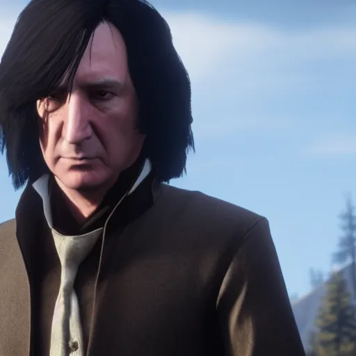 Prompt: Film still of Severus Snape, from Red Dead Redemption 2 (2018 video game)