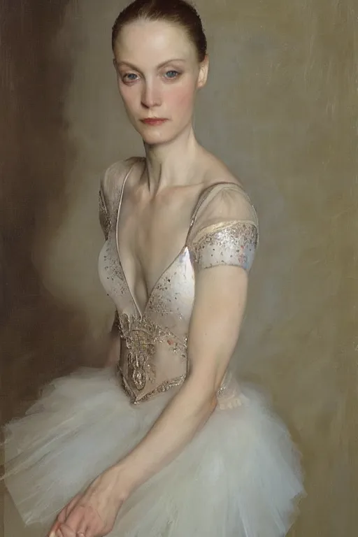 Prompt: portrait of a graceful russian prima ballerina, by donato giancola and berthold woltze.