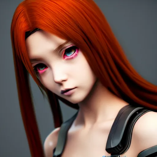 Prompt: render as a very beautiful 3 d anime girl, long braided red hair, hazel eyes, full round face, short smile, cinematic lightning, medium shot, mid - shot, highly detailed, trending on artstation, unreal engine 4 k, cinematic wallpaper