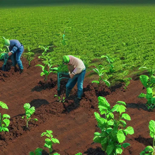 Image similar to koneki ken planting potatoes in belarus, instagram photo, photorealistic, hyper detailed, hyper realistic, houdini, vfx, unreal engine 5, octane render, 8 k, full hd