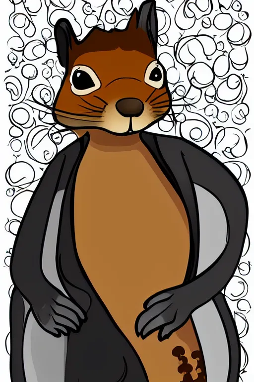 Image similar to a squirrel dressed like a pimp, vector art