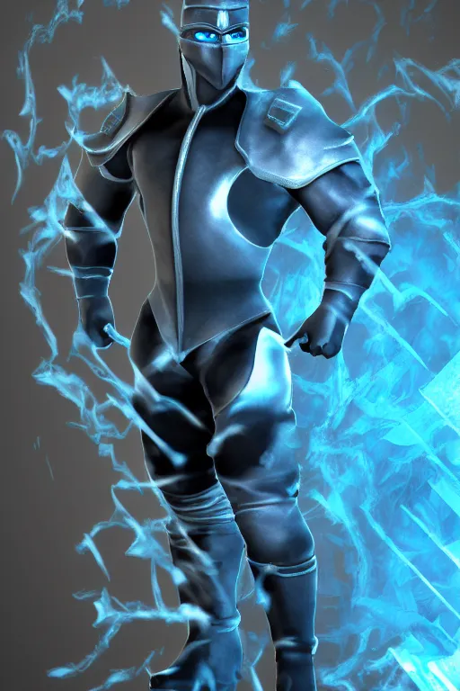 Image similar to sub - zero from mortal kombat 3 d render