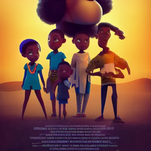 Image similar to stunning, coherent, impressive, still of black family, follow shot, 3d, in the style of pixar, comic book style, 3d, highly detailed, 16k resolution, octane renderer, coherent, cinematic lighting