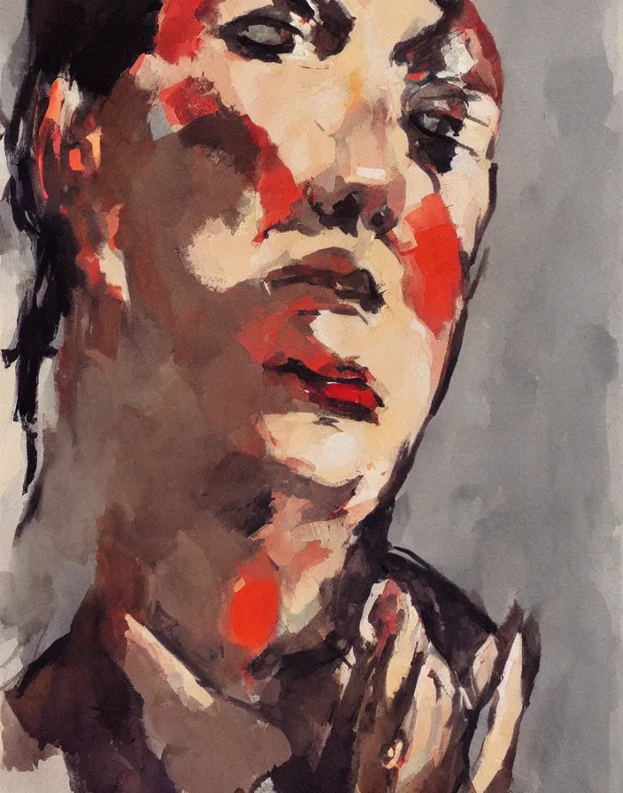 Image similar to painting watkiss john, face portrait of a woman