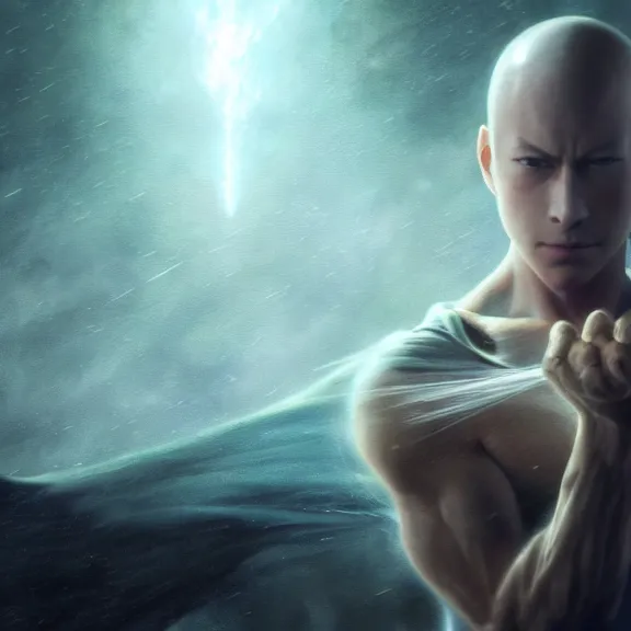 Prompt: a man from final fantasy live action, movie still of one punch man, evocative, mystical night, sharp focus, very very very very detailed, award winning, masterpiece digital painting by greg rutkowski, alex grey, marc adamus, beautiful dramatic lighting, artstation, 4 k wallpaper, style by peter deligdisch, peterdraws