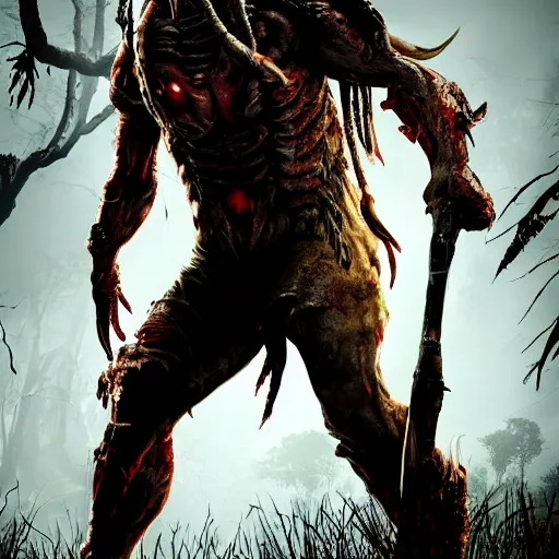 Image similar to predator in dead by daylight, 4k, high detail, high-resolution photograph, professional photography, ultra-detail