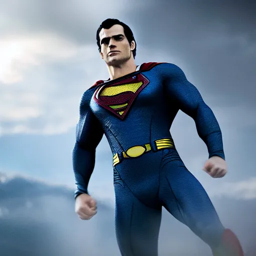 Image similar to Still of Henry Cavill Superman in Avatar (2009), blue aliens, realistic
