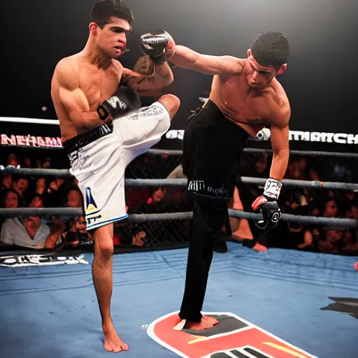 Image similar to chito vera knocks out dominick cruz via headkick, by annie leibovitz and steve mccurry, natural light, detailed face, canon eos c 3 0 0, ƒ 1. 8, 3 5 mm, 8 k, medium - format print