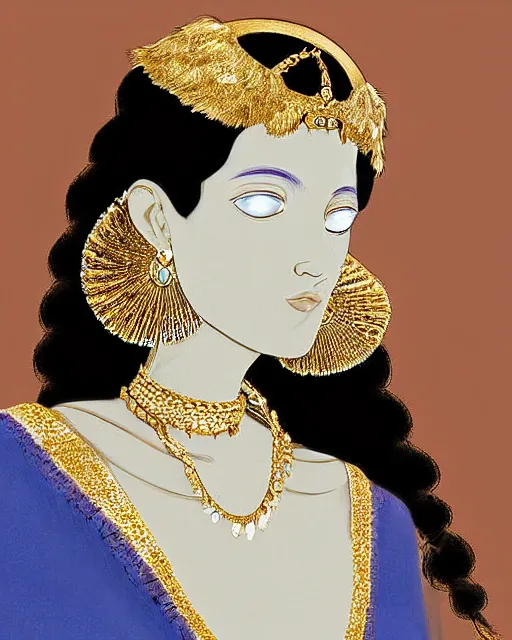 Prompt: portrait of a beautiful greek woman +diadem with facemask and feather crest+ long hairs and complex hairdressing+antique greek tunique+symmetric face, symmetric body+gold jewels, collar, earings, rubis, sapphire, topaz,citrite+gods of olympe+ in the style of saint seiya + by Joongwon Jeong and Kei Mieno, artsation, unreal engine render, octane render
