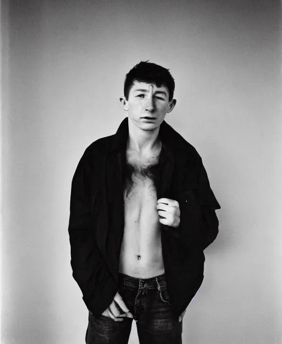 Image similar to portrait of barry keoghan photographed by nan goldin