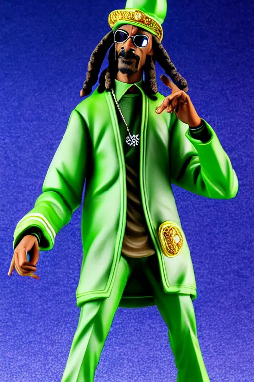 Prompt: still high quality figurine of snoop dogg with attachable weed, tsurime eyes, tareme eyes, personification, dynamic pose, detailed product photo, featured on amiami, tone mapped, beautiful composition, 8 5 mm, f. 1 4