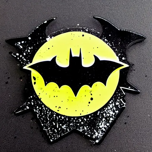 Image similar to die cut sticker, batman breakdancing in techwear splatter paint