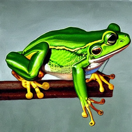 Image similar to The best painting of a frog of all time, by Michelangelo