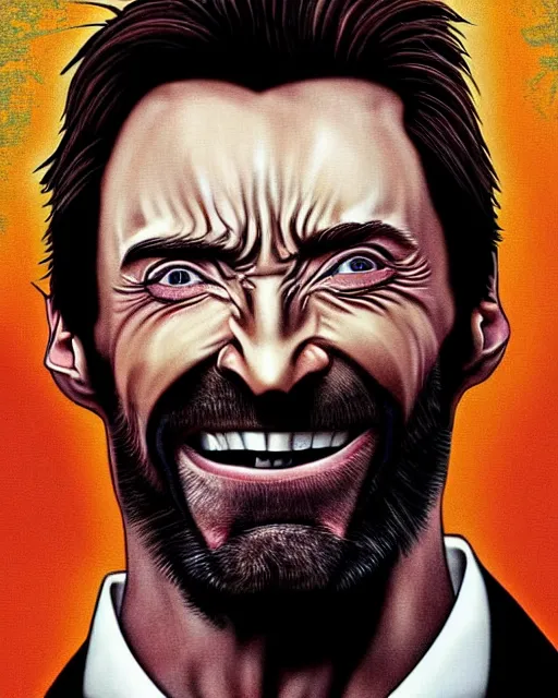 Prompt: evil hugh jackman, by h. r. gieger