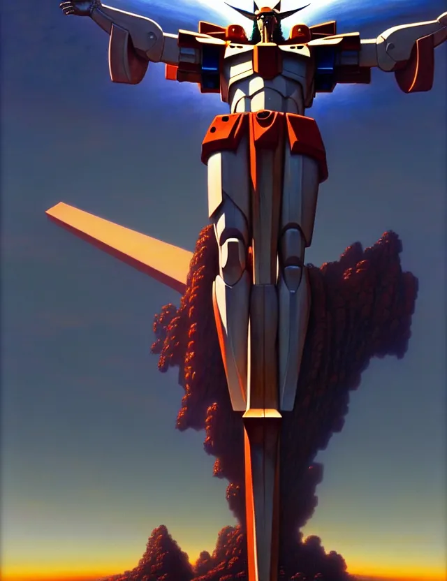 Prompt: a giant statue of jesus on the cross mecha gundam, tim hildebrandt, wayne barlowe, bruce pennington, donato giancola, trending on artstation, cinematic composition, beautiful lighting, hyper detailed, 8 k, oil on canvas