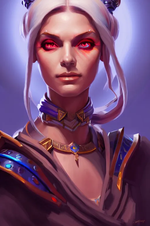 Prompt: potrait of a beatiful, pretty, kind female high priestess, in gouache detailed painting, arcane, overwatch, d & d, intricate, muscular, highly detailed, digital painting, artstation, concept art, smooth, sharp focus, illustration, 8 k