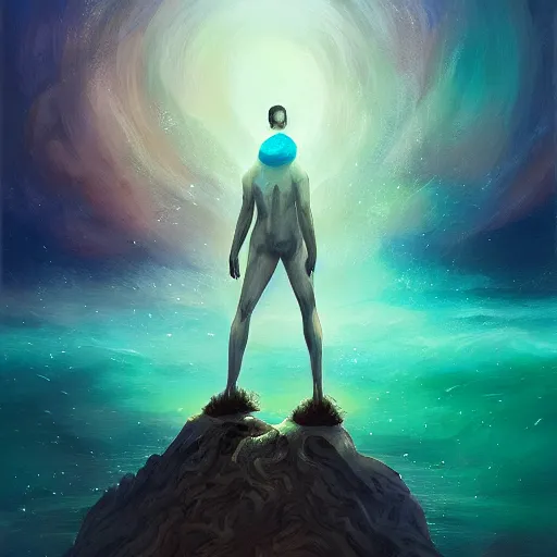 Image similar to male, a mind forever voyaging, fantasy, sea, cosmos, eternity, anato finnstark