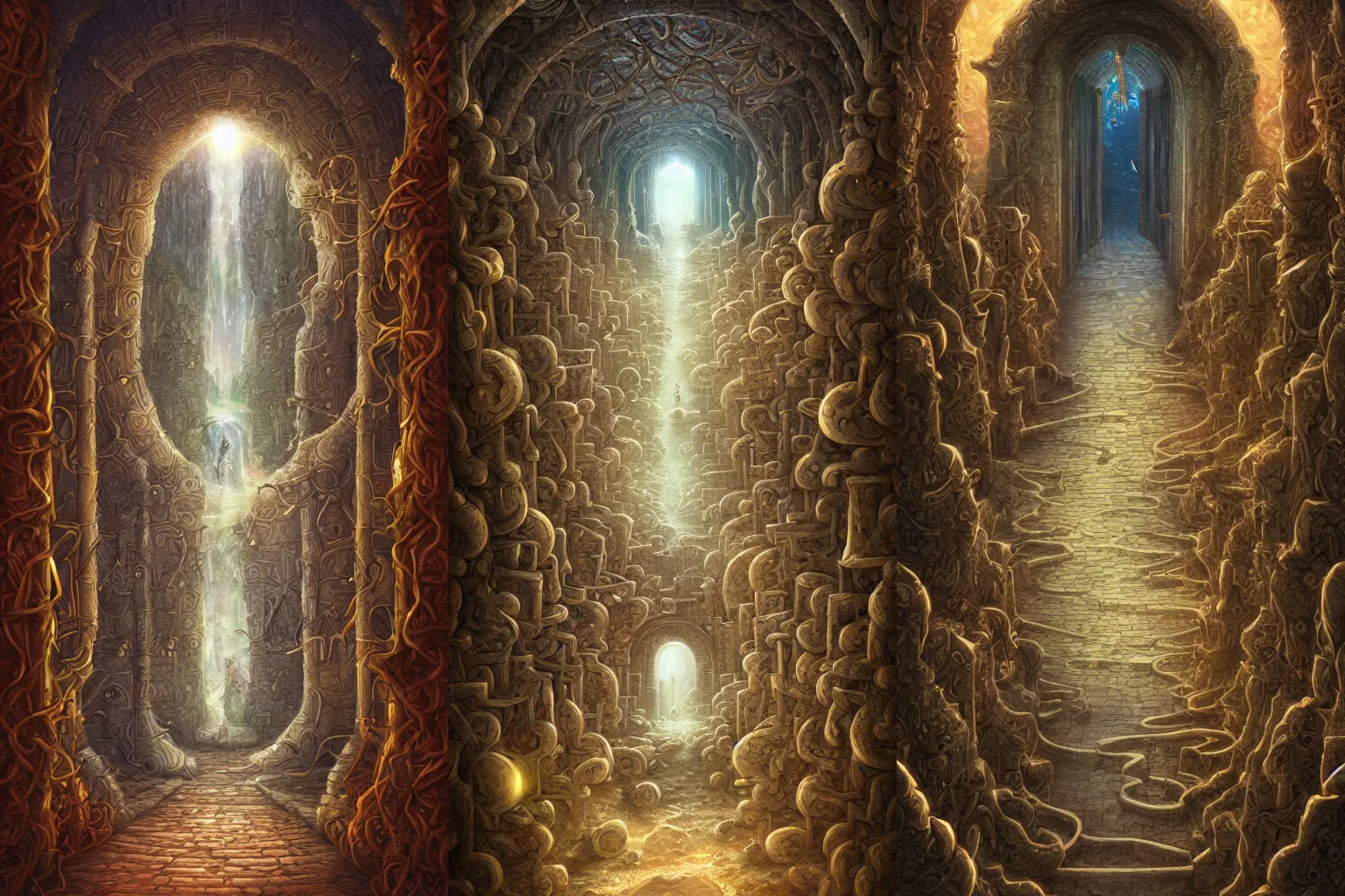 Prompt: the gate to the eternal kingdom of maze, fantasy, digital painting, hd, detailed.