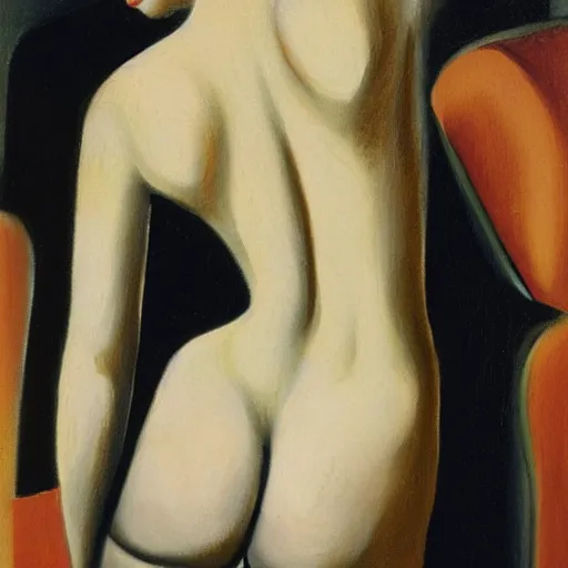 Image similar to Lower back of a beautiful woman, painted by Tamara de Lempicka