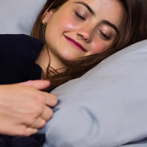 Image similar to jenna coleman smiles as she falls asleep