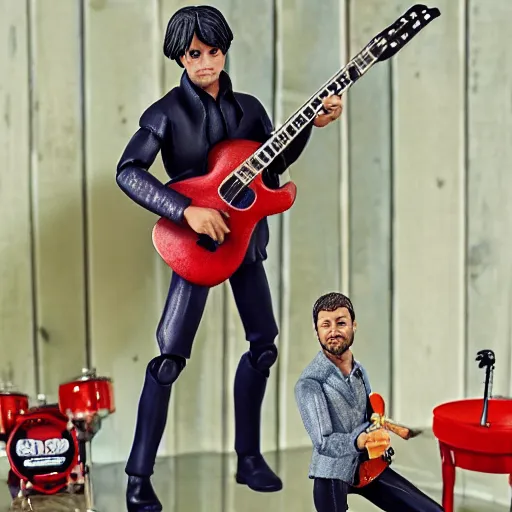 Image similar to take that band action figure, figurine, product photo, realistic