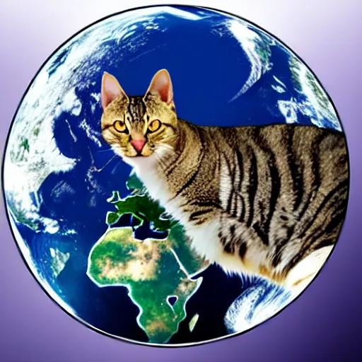 Image similar to giant cat eating the earth