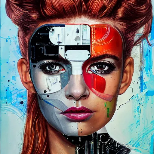 Image similar to portrait of a female android by Sandra Chevrier