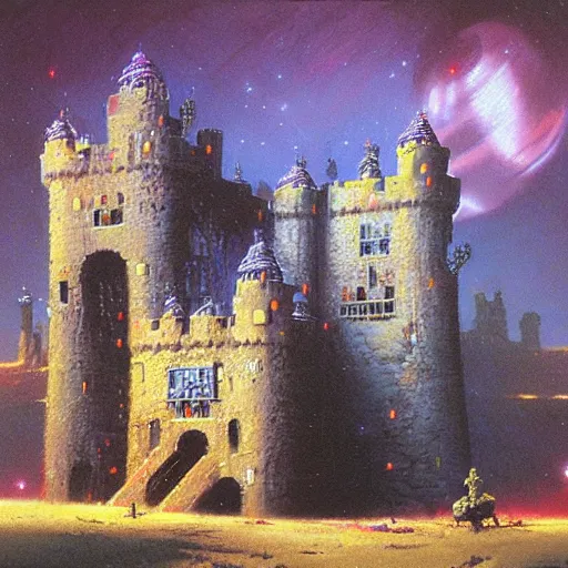 Image similar to a large walking castle by paul lehr