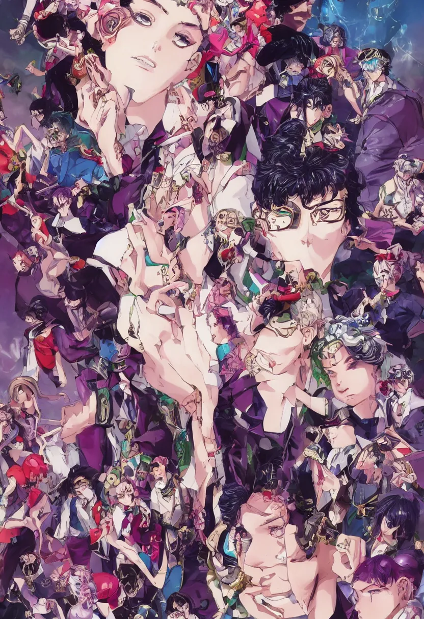 Image similar to Magazine Cover Anime key visual of a Gucci girl; official media; typography; drawn by Hirohiko Araki; Jojo's Bizarre Adventure; Jojolion, portrait, made by Stanley Artgerm Lau, WLOP, Rossdraws, James Jean, Andrei Riabovitchev, Marc Simonetti, Yoshitaka Amano, ArtStation