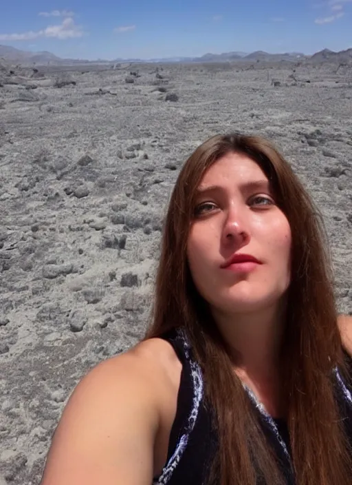 Image similar to front camera instagram selfie of a woman who is stood infront of an alien invasion of the earth, highly detailed, 4k