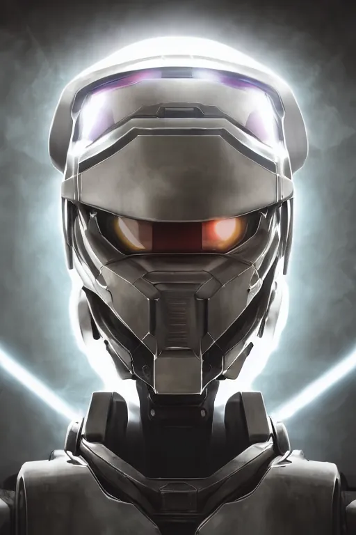 Image similar to robot ninja mask helmet halo master chief radiating a glowing aura global illumination ray tracing hdr fanart arstation by ian pesty and katarzyna da „ bek - chmiel