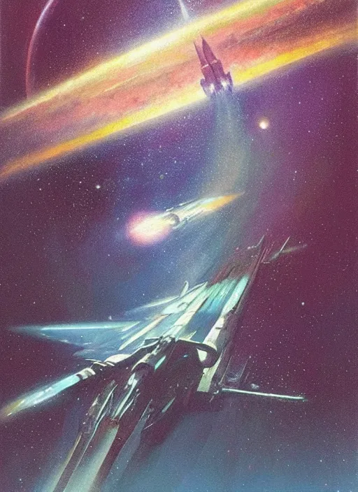 Image similar to masterpiece book cover illustration by the great famous sci - fi artist john harris.