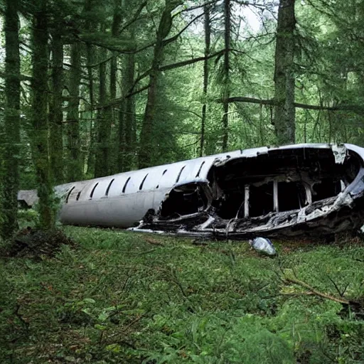 Image similar to ancient airplane fuselage crash in the woods