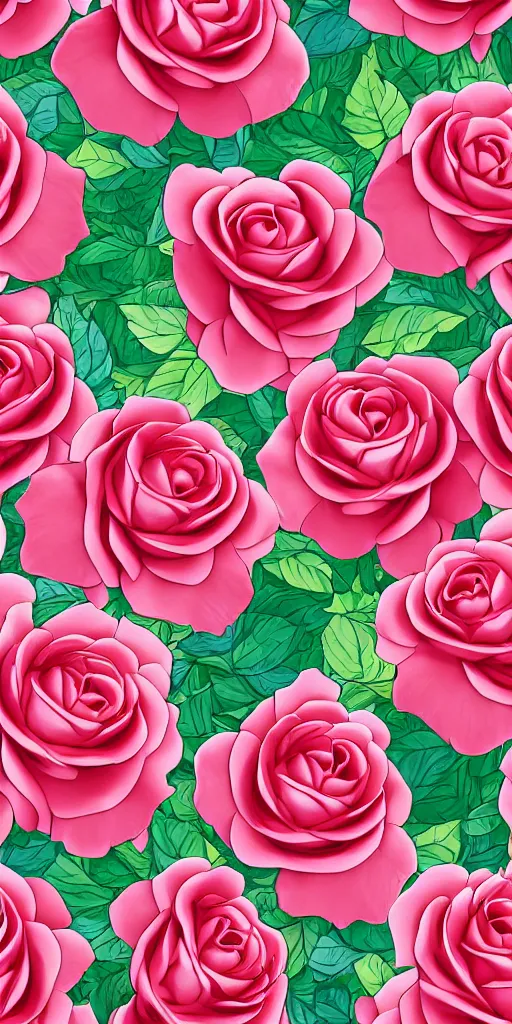 Image similar to seamless pattern of beautiful roses with leaves and throns, colourful, symmetrical, repeating 35mm photography