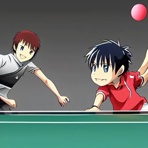 table tennis match, epic, anime style, Stable Diffusion