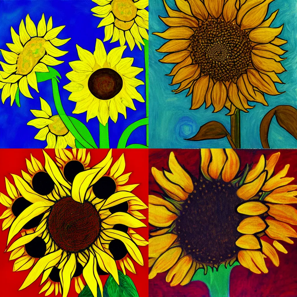 Prompt: stressed sunflower in abstract in the style of van gough,