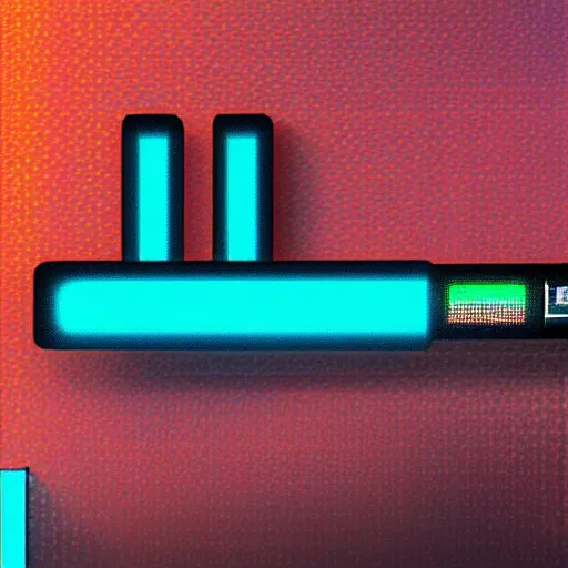 Image similar to A cyberpunk cigar, inspired by Tron, Trending on Artstation, Digital screenshot, 1980s Computer Graphics,