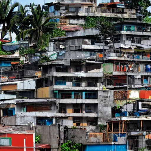 Image similar to a favela world, cinematic