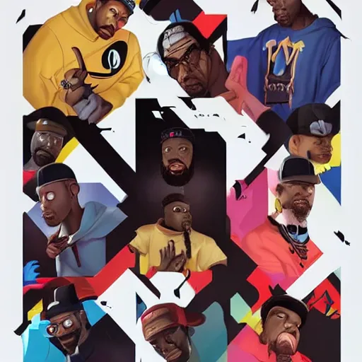 Prompt: a portrait of the wu - tang clan as pixar characters, beautiful, elegant, extremely detailed digital art, trending on artstation hyper realistic matte painting, by wlop, artgerm