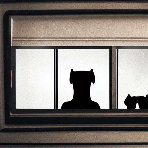 Prompt: black dog with three heads looking through tv screen, horror movie poster