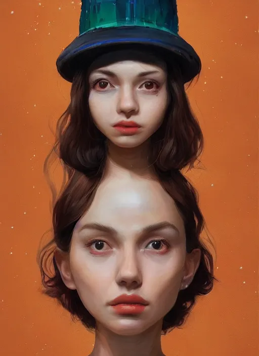 Prompt: brown eyes girl with abstract hat :: by Martine Johanna and Simon Stålenhag and Chie Yoshii and wlop and Guillermo del toro :: ornate, dynamic, particulate, rich colors, elegant, centered, artstation, smooth, sharp focus, octane render, 3d