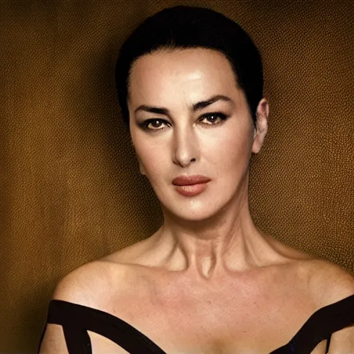 Image similar to Monica Bellucci, photo realistic, dynamic lighting, volumetric lighting