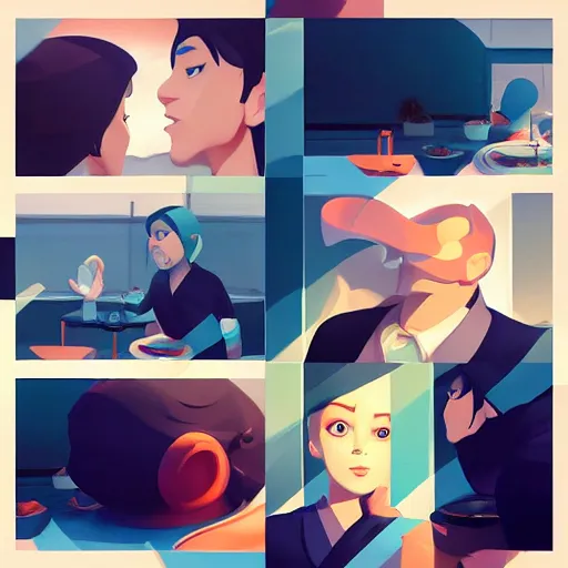 Prompt: face icon stylized minimalist breakfast at tiffany's, loftis, cory behance hd by jesper ejsing, by rhads, makoto shinkai and lois van baarle, ilya kuvshinov, rossdraws global illumination